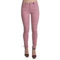 Acht Pink Mid Waist Skinny Stretch Denim Pant