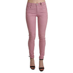 Acht Pink Mid Waist Skinny Stretch Denim Pant