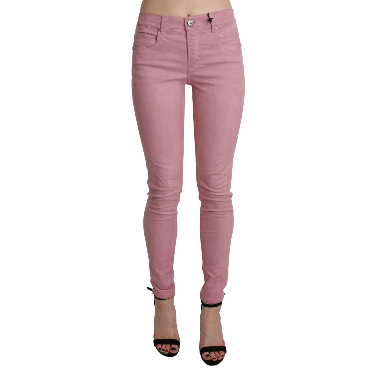 Acht Pink Mid Waist Skinny Stretch Denim Pant