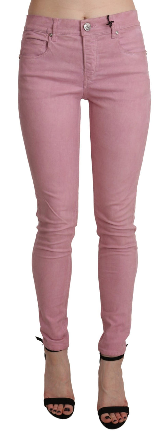 Acht Pink Mid Waist Skinny Stretch Denim Pant Acht