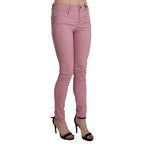 Acht Pink Mid Waist Skinny Stretch Denim Pant