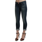 Acht Blue Washed Low Waist Skinny Cropped Denim pant
