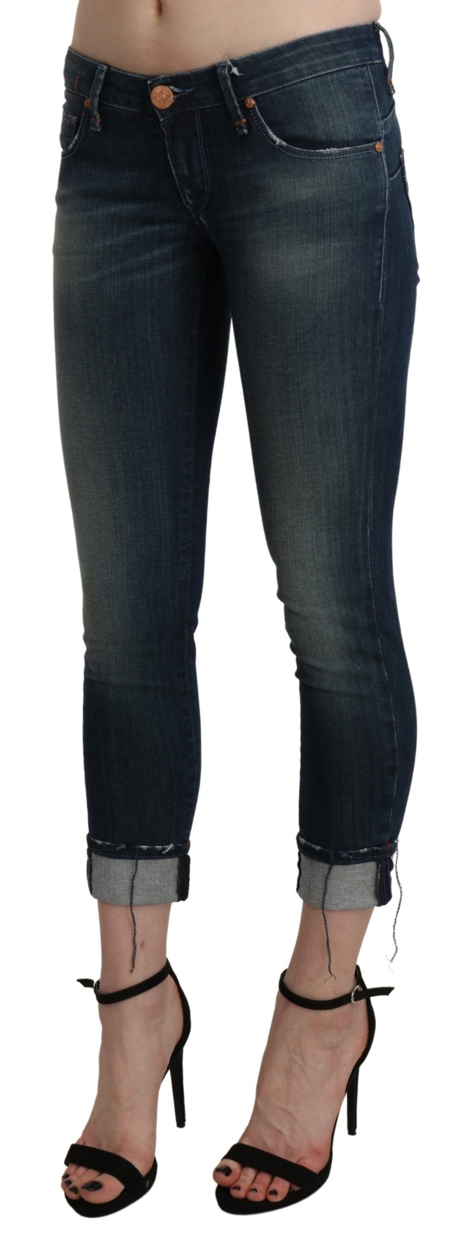 Acht Blue Washed Low Waist Skinny Cropped Denim pant Acht