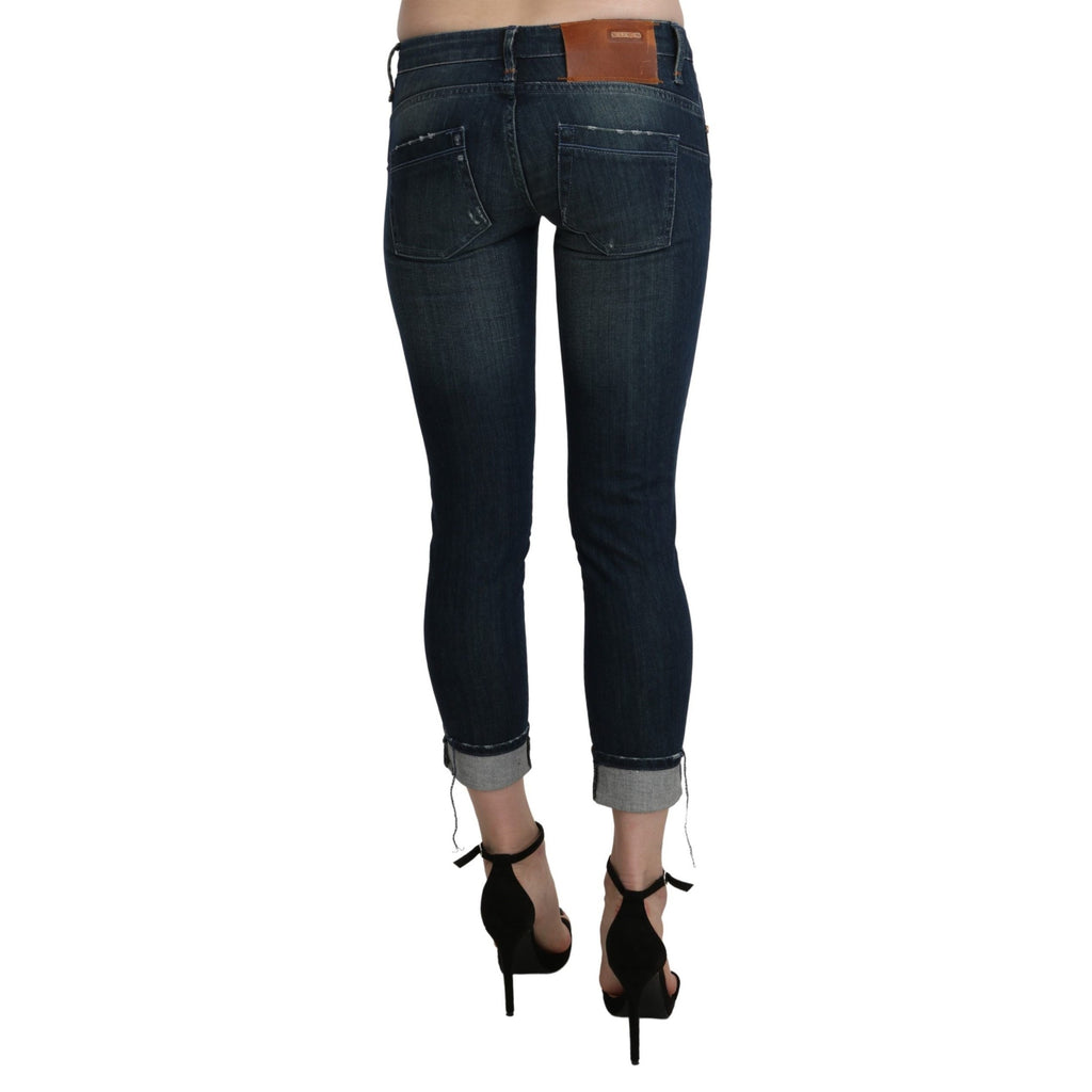 Acht Blue Washed Low Waist Skinny Cropped Denim pant