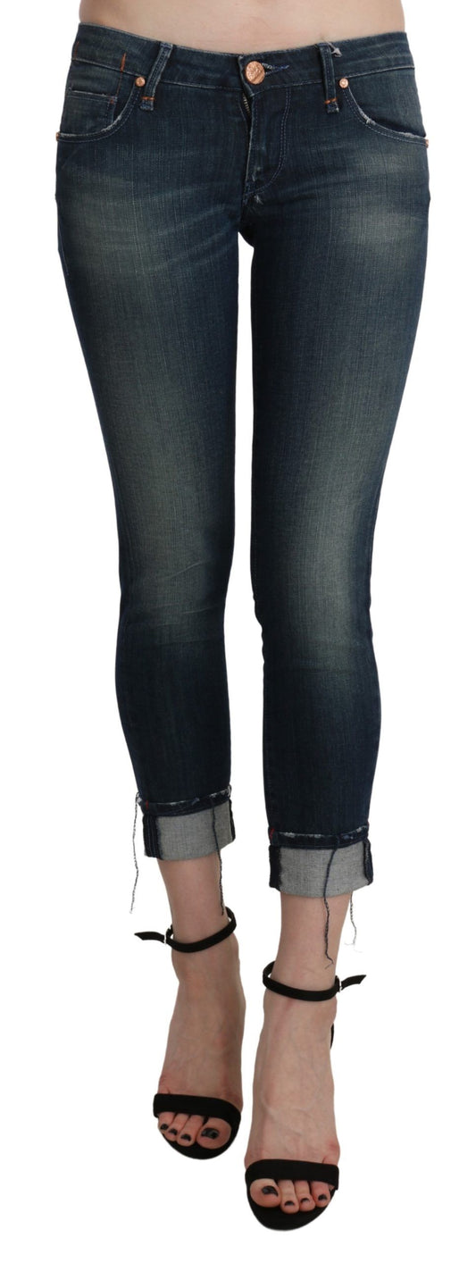 Acht Blue Washed Low Waist Skinny Cropped Denim pant Acht