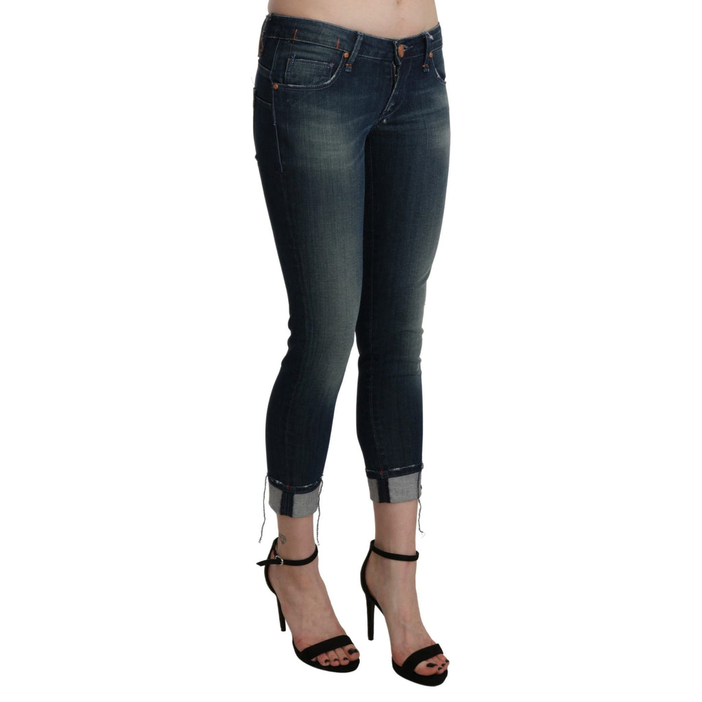 Acht Blue Washed Low Waist Skinny Cropped Denim pant