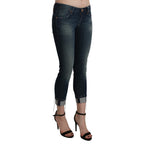 Acht Blue Washed Low Waist Skinny Cropped Denim pant