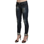 Acht Blue Washed Low Waist Skinny Cropped Denim Pant