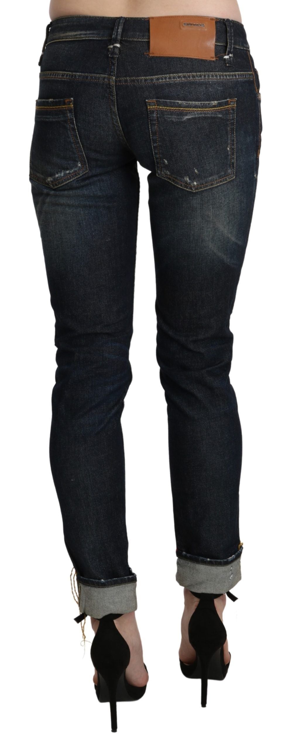 Acht Blue Washed Low Waist Skinny Cropped Denim Pant Acht