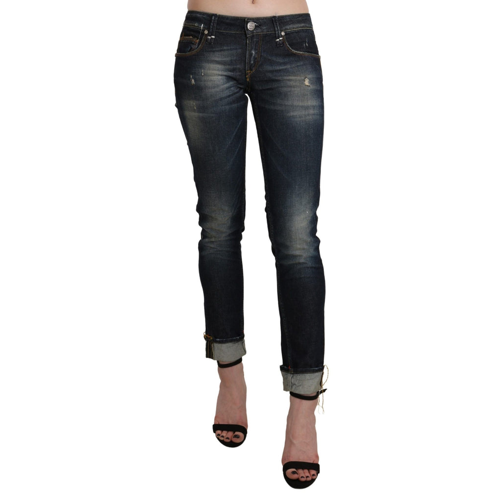 Acht Blue Washed Low Waist Skinny Cropped Denim Pant