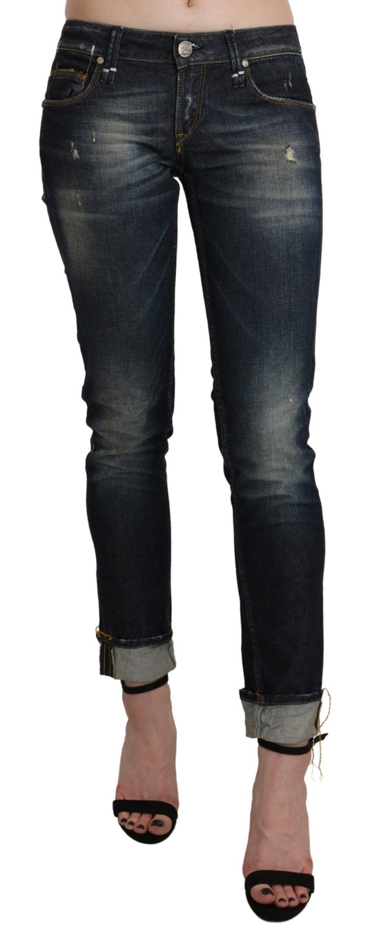 Acht Blue Washed Low Waist Skinny Cropped Denim Pant Acht