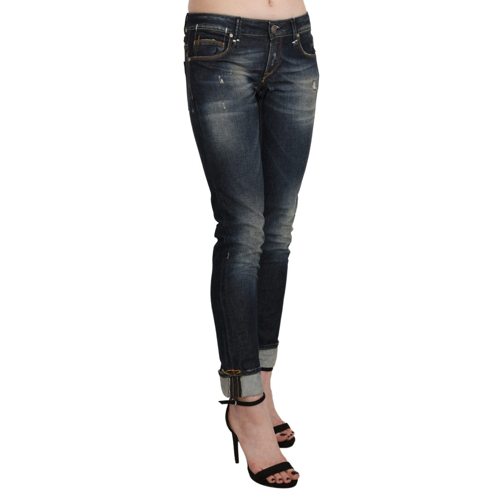 Acht Blue Washed Low Waist Skinny Cropped Denim Pant