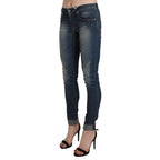 Acht Blue Washed Low Waist Skinny Cropped Denim Trouser