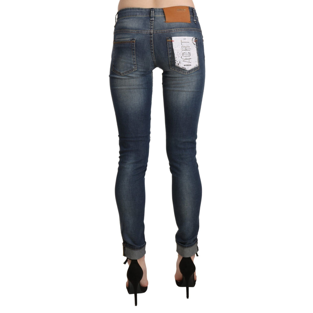Acht Blue Washed Low Waist Skinny Cropped Denim Trouser