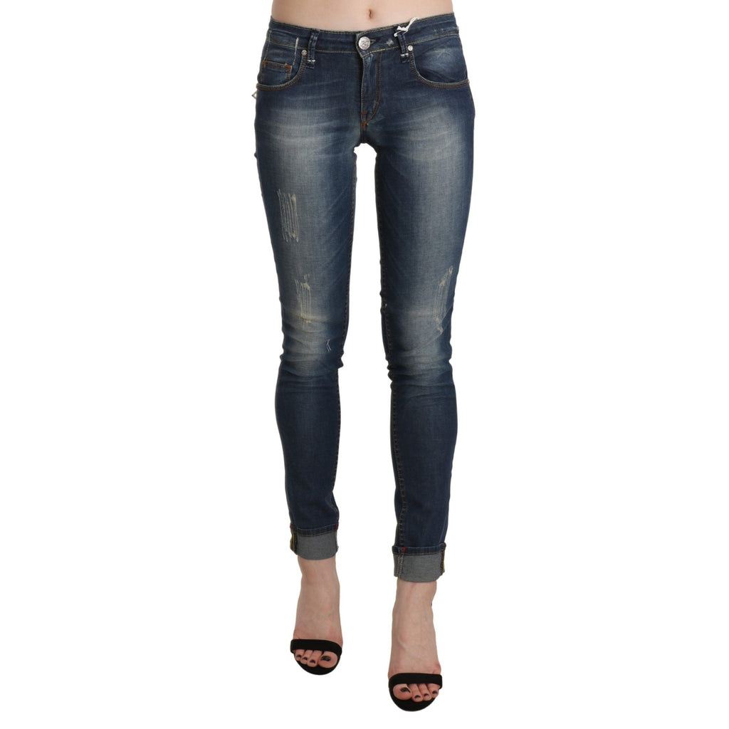 Acht Blue Washed Low Waist Skinny Cropped Denim Trouser