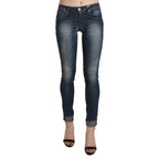 Acht Blue Washed Low Waist Skinny Cropped Denim Trouser