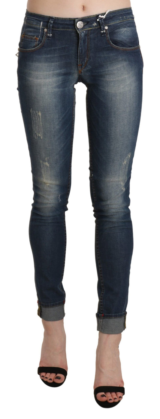 Acht Blue Washed Low Waist Skinny Cropped Denim Trouser Acht