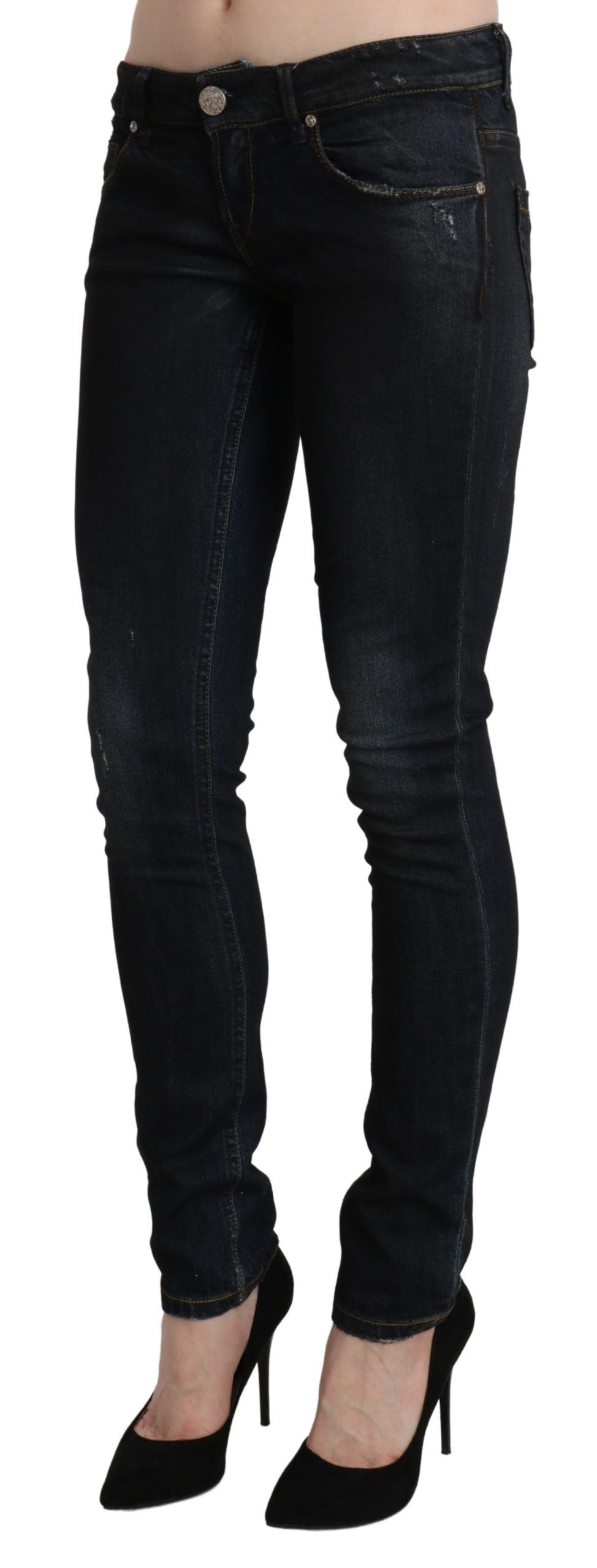 Acht Blue Washed Low Waist Skinny Denim Slim Trouser Acht