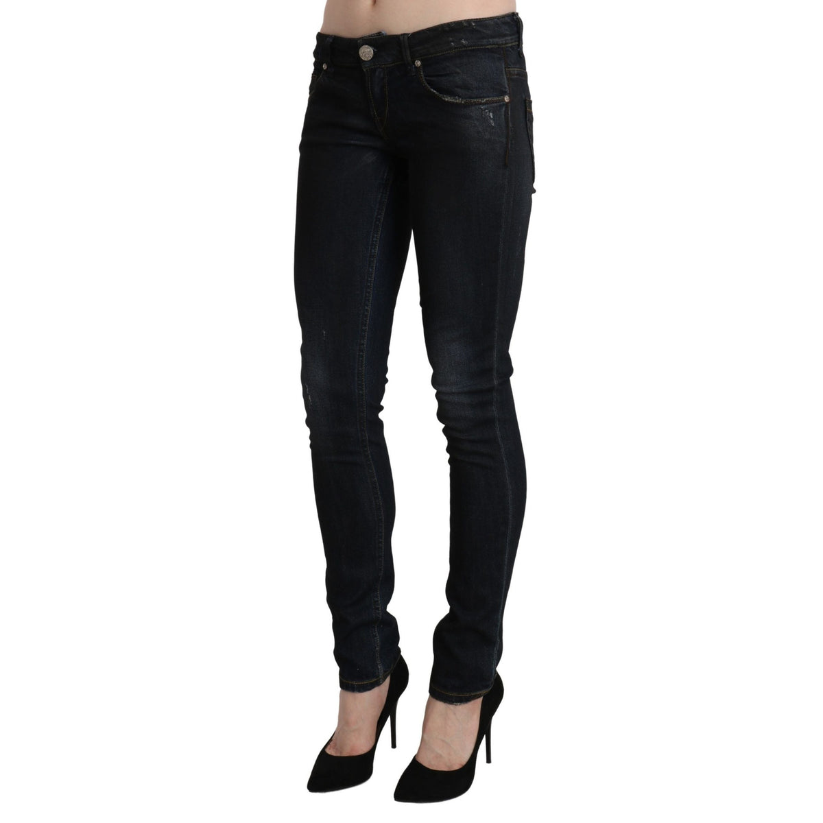 Acht Blue Washed Low Waist Skinny Denim Slim Trouser
