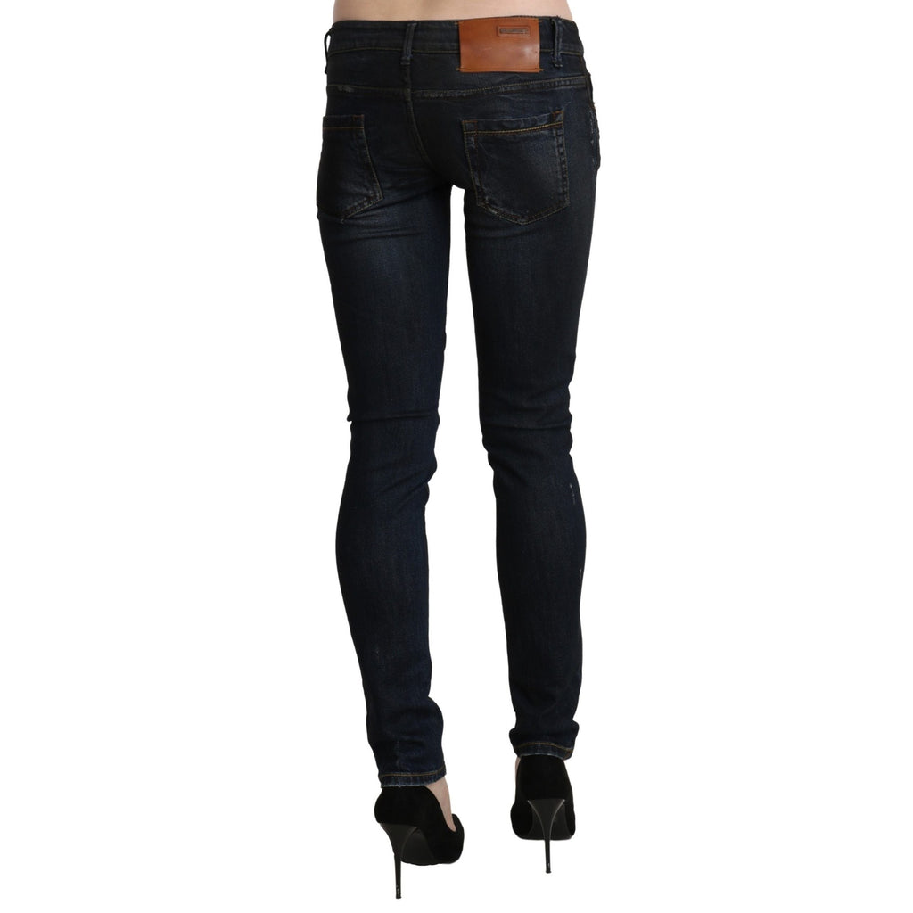 Acht Blue Washed Low Waist Skinny Denim Slim Trouser