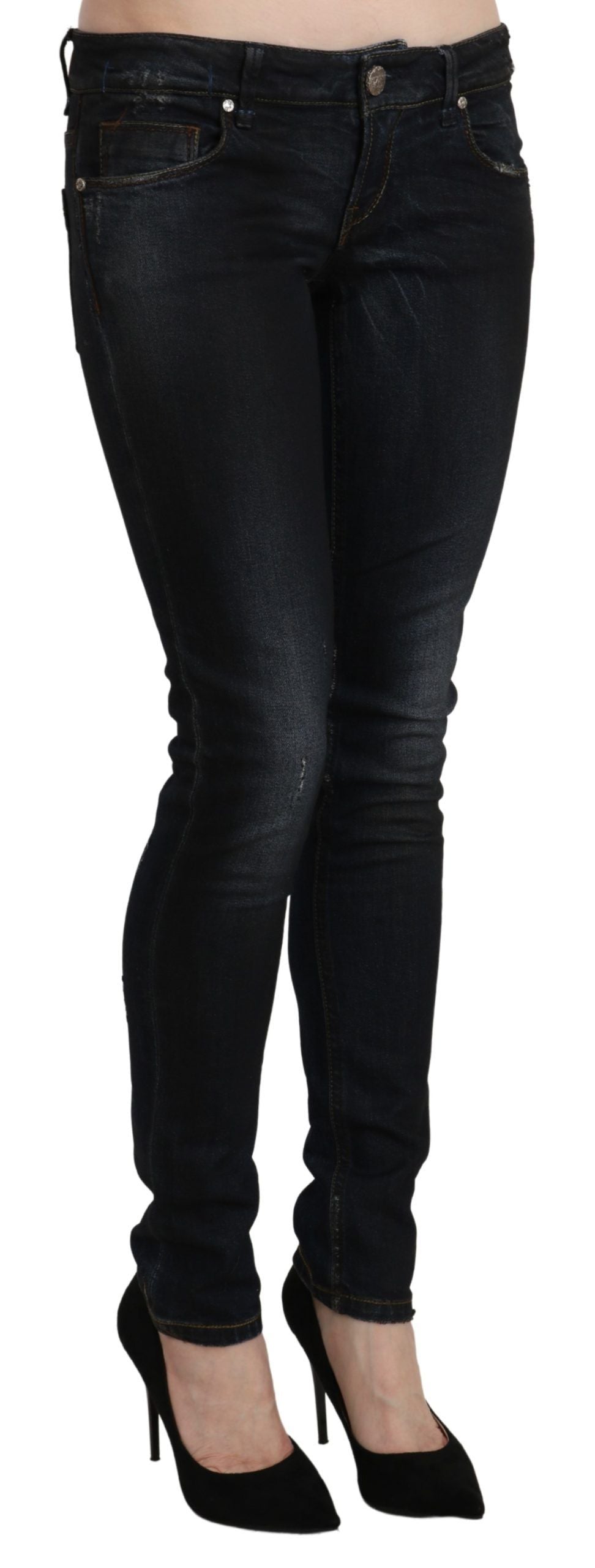 Acht Blue Washed Low Waist Skinny Denim Slim Trouser Acht