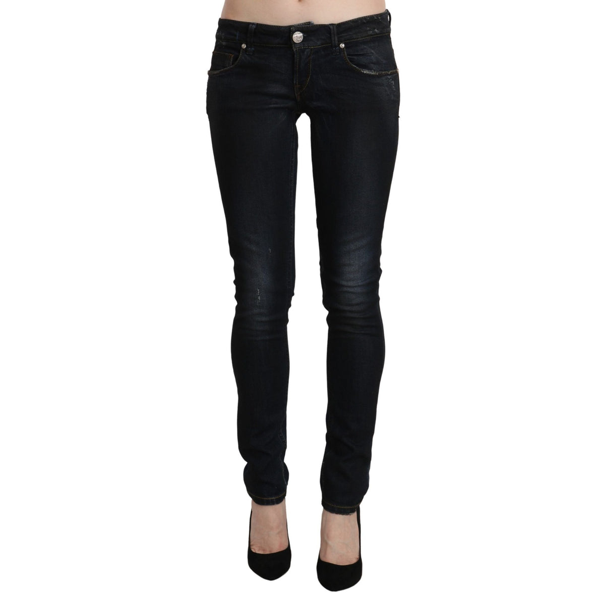 Acht Blue Washed Low Waist Skinny Denim Slim Trouser