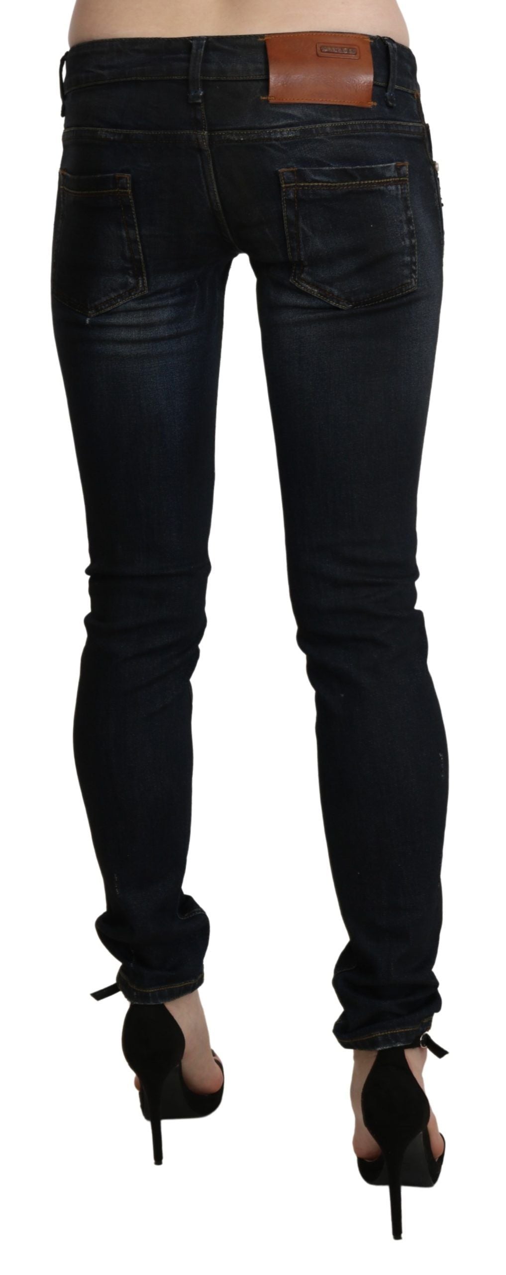 Acht Black Washed Low Waist Skinny Denim Jeans Acht