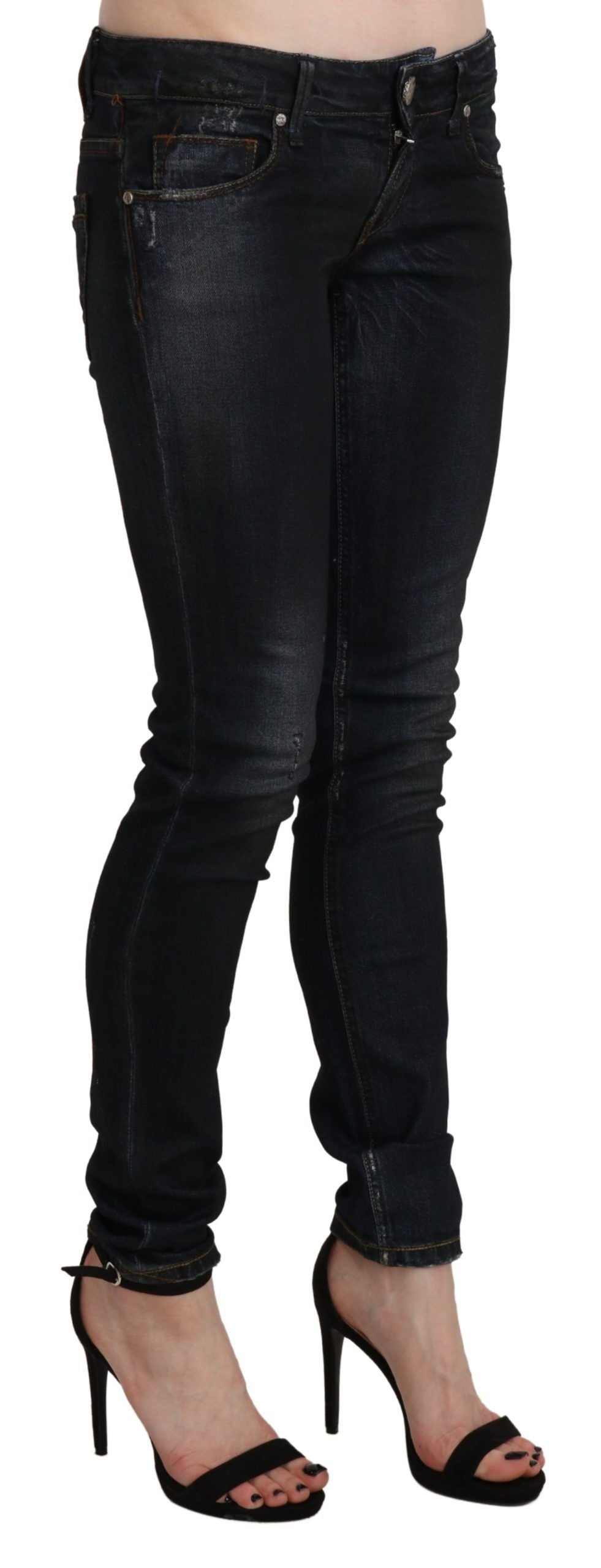 Acht Black Washed Low Waist Skinny Denim Jeans Acht