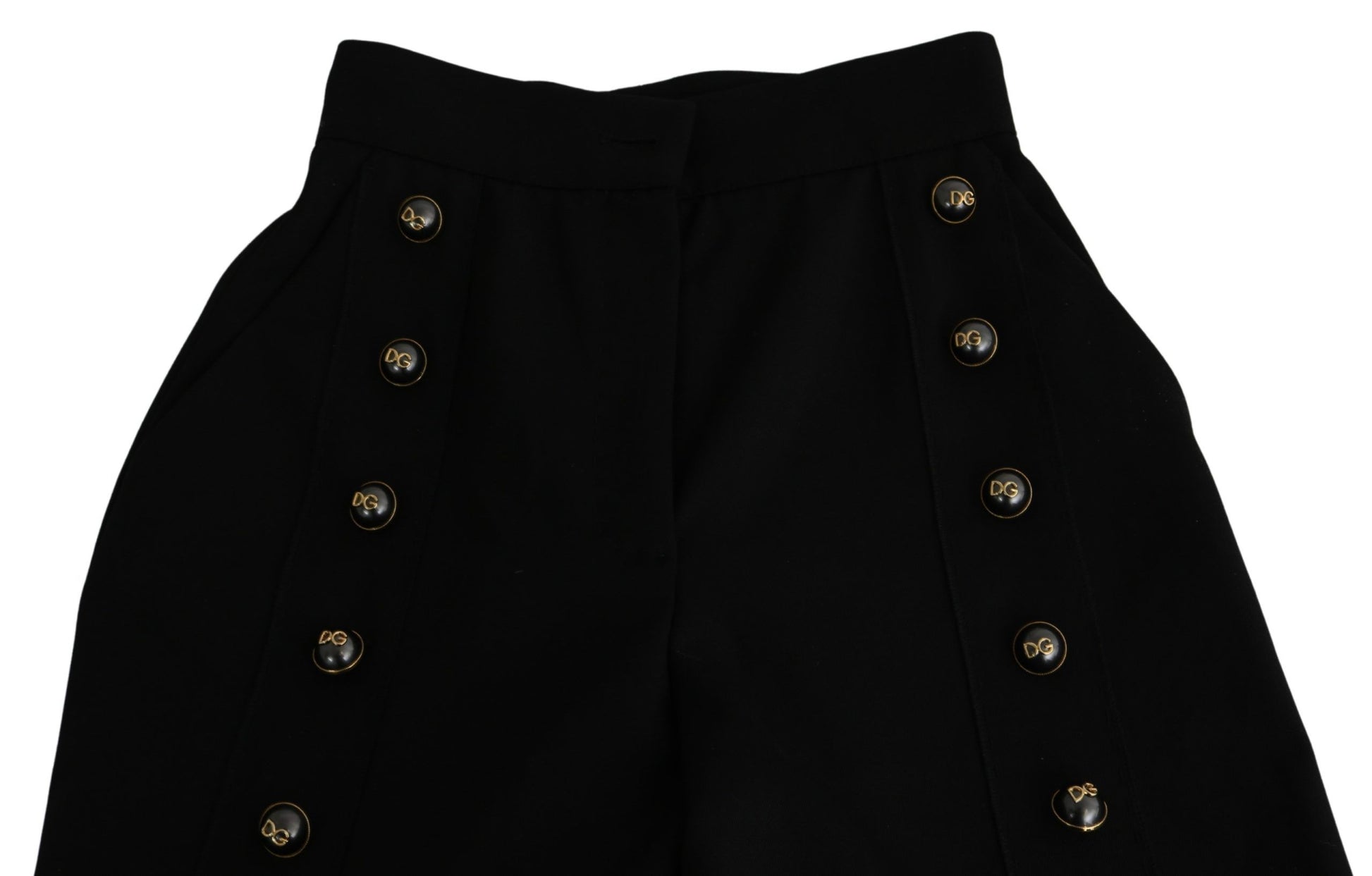 Dolce & Gabbana Black Wide Wool Leg Cropped Trouser Pant Dolce & Gabbana