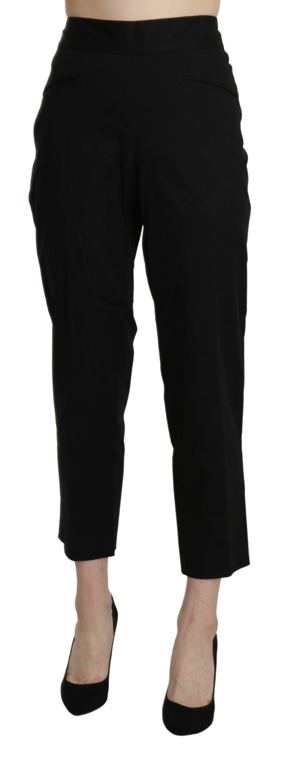 BENCIVENGA Black High Waist Straight Cropped Dress Pants BENCIVENGA