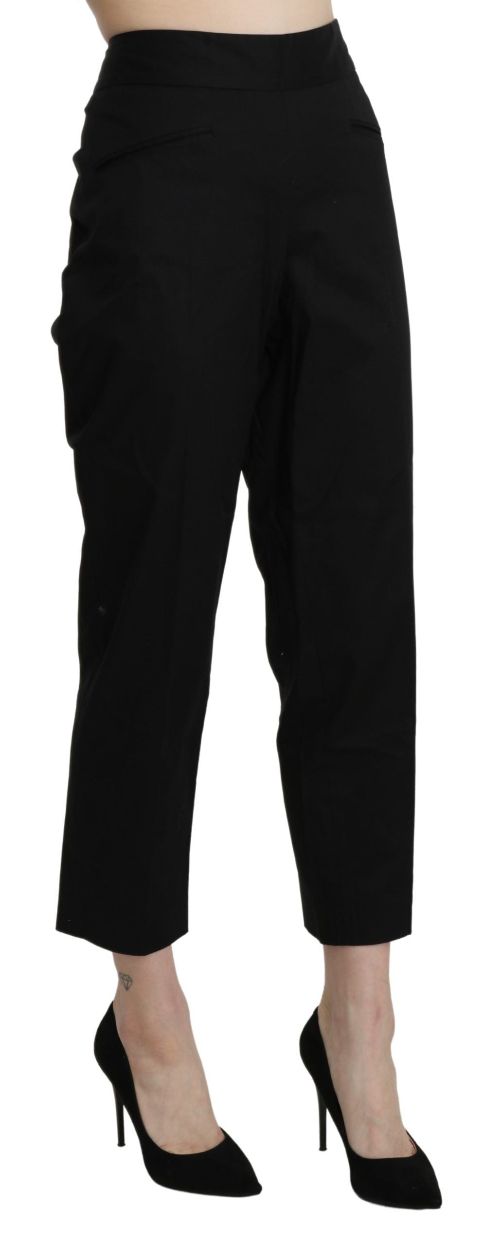 BENCIVENGA Black High Waist Straight Cropped Dress Pants BENCIVENGA