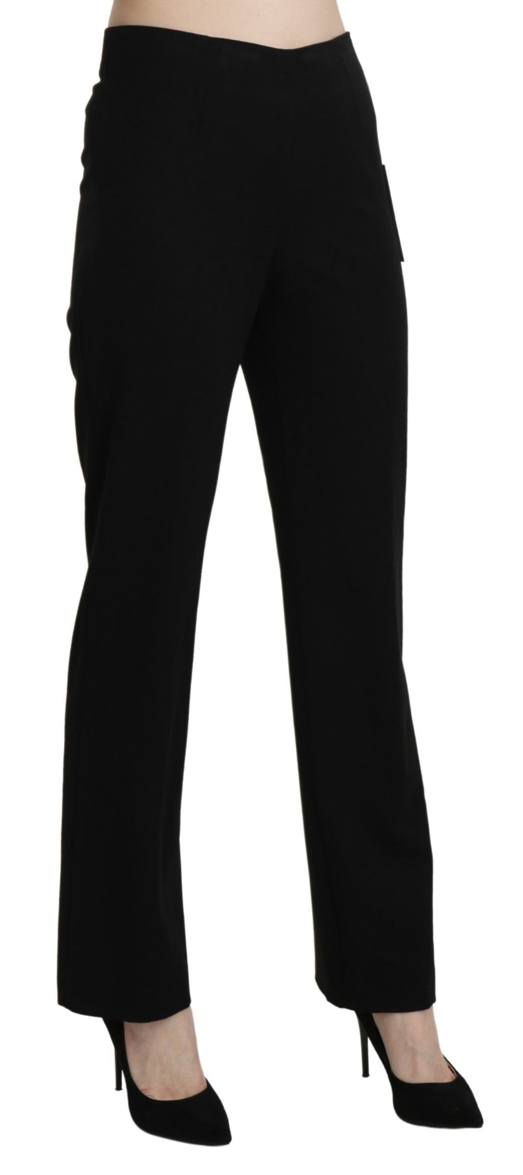 BENCIVENGA Black High Waist Straight Formal Dress Trouser - Eljoys Fashion 