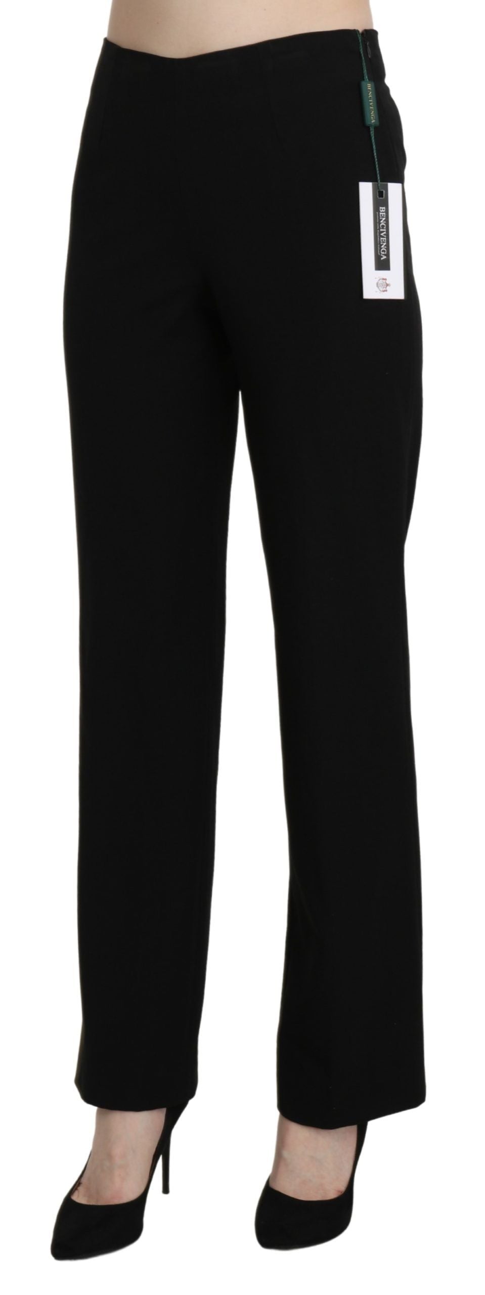 BENCIVENGA Black High Waist Straight Formal Dress Trouser - Eljoys Fashion 