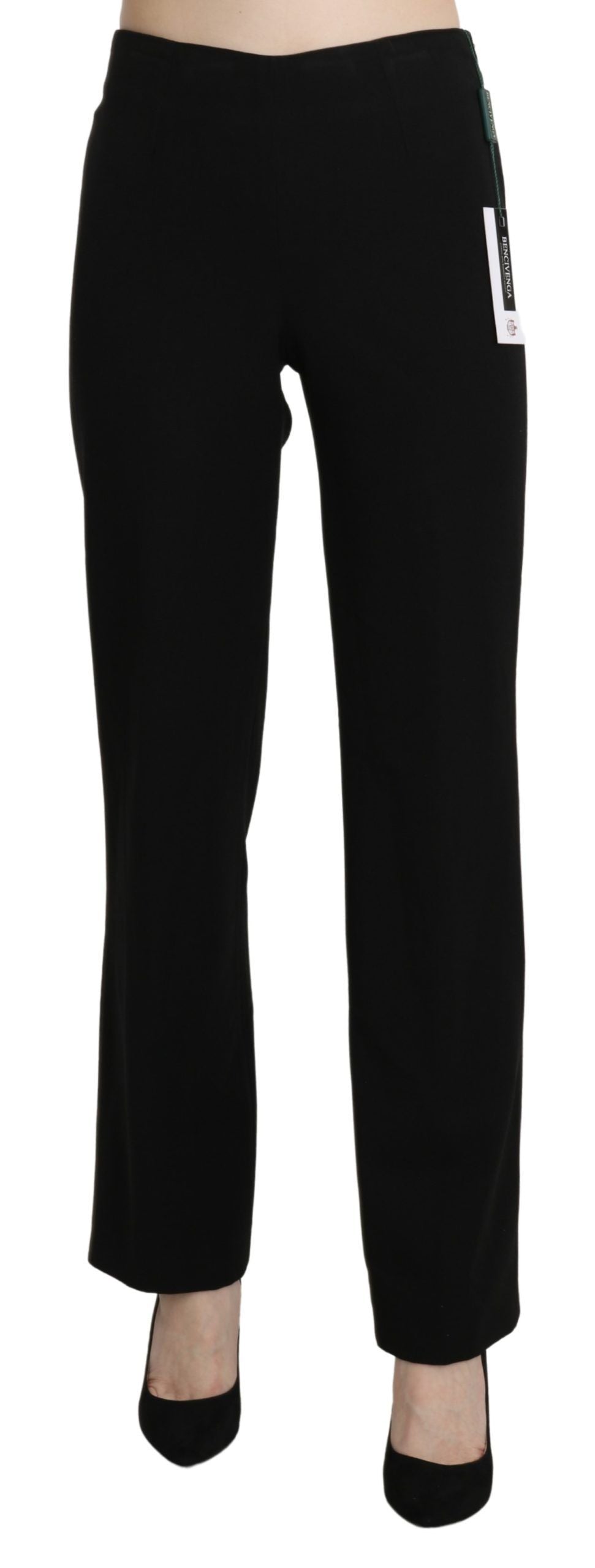 BENCIVENGA Black High Waist Straight Formal Dress Trouser BENCIVENGA