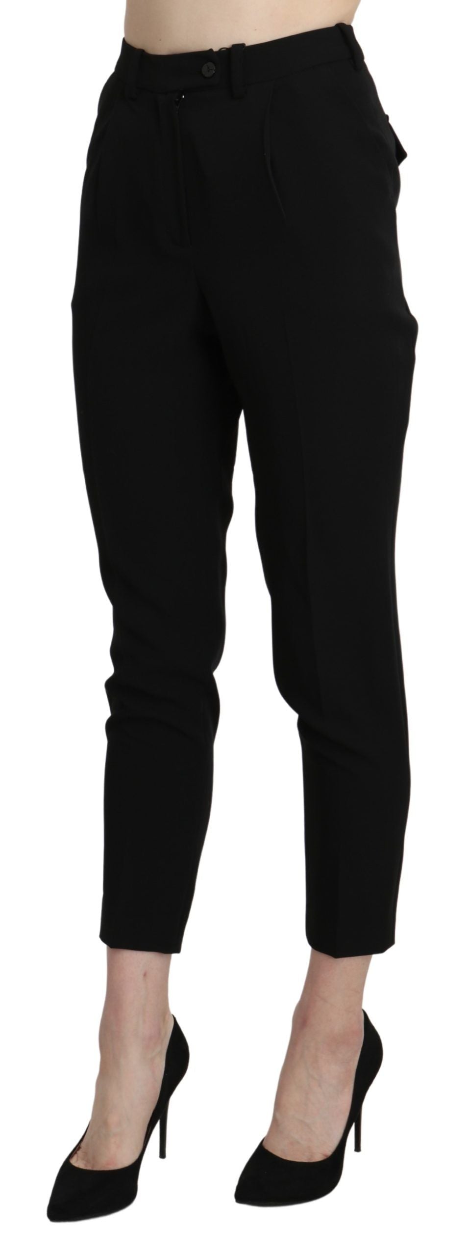BENCIVENGA Black High Waist Skinny Cropped Dress Trouser Pant BENCIVENGA