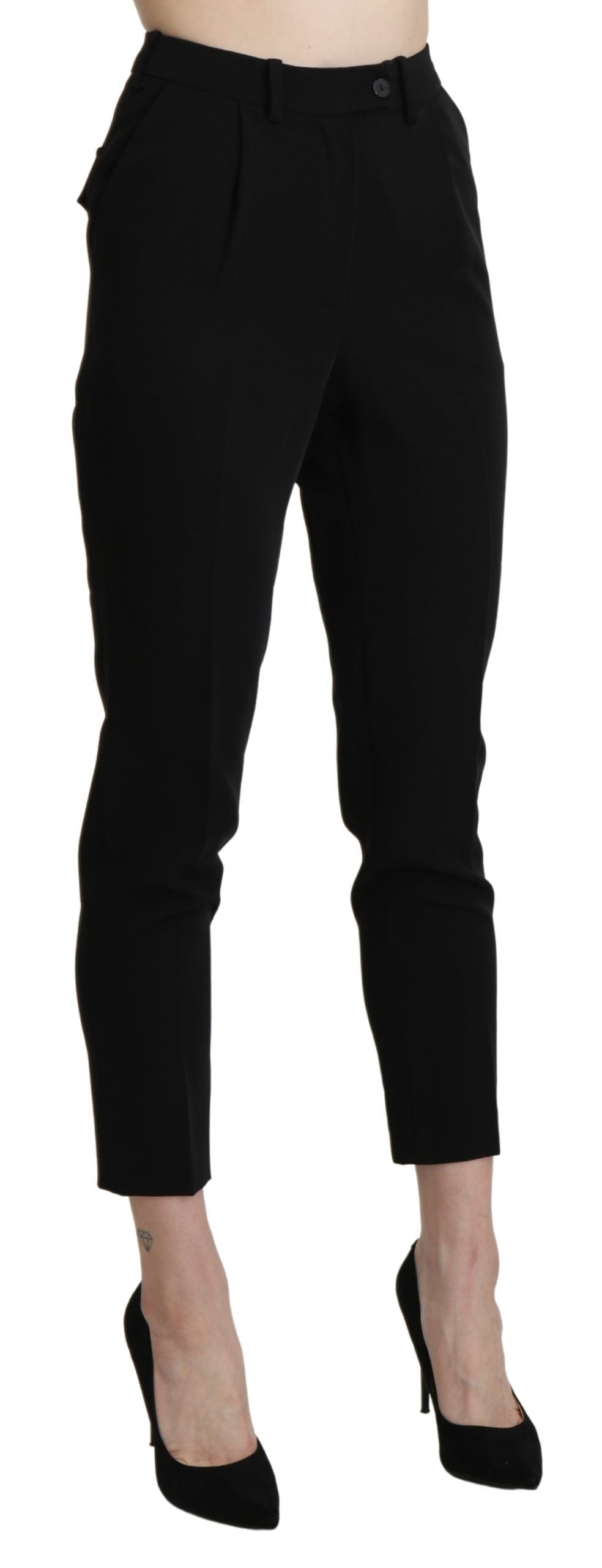BENCIVENGA Black High Waist Skinny Cropped Dress Trouser Pant BENCIVENGA