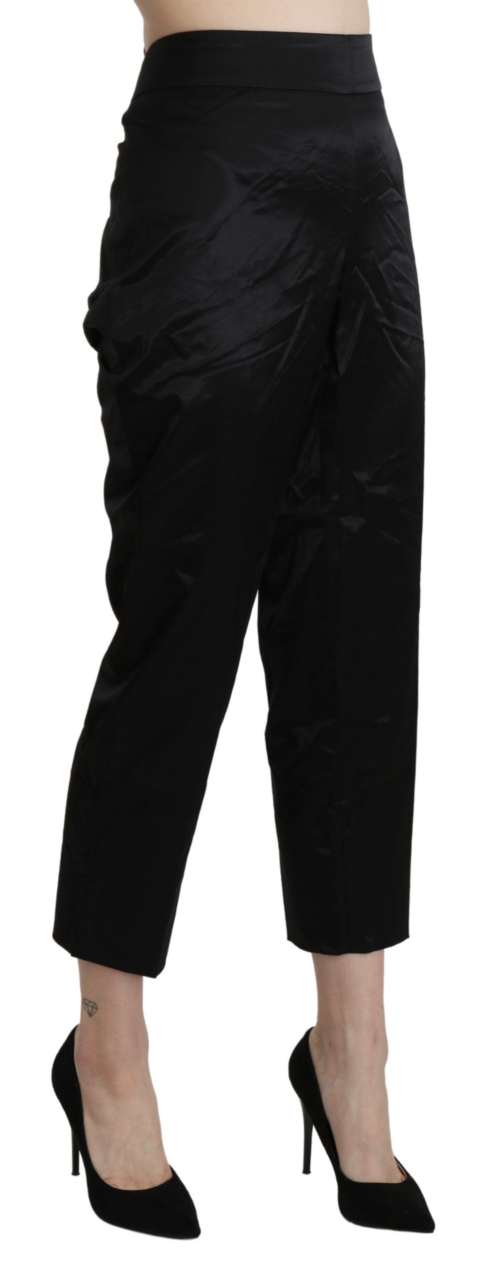 BENCIVENGA Black High Waist Straight Cropped Dress Trouser Pants BENCIVENGA