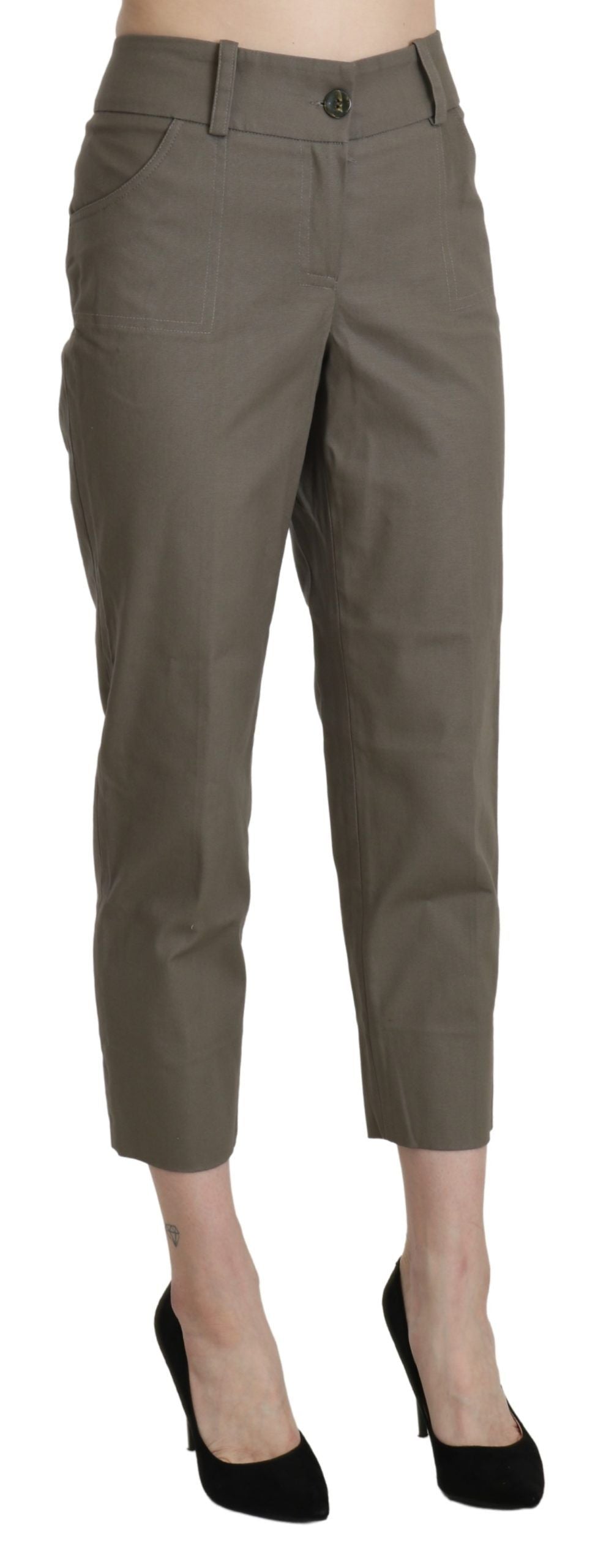 BENCIVENGA Gray High Waist Cropped Dress Trouser Pants BENCIVENGA