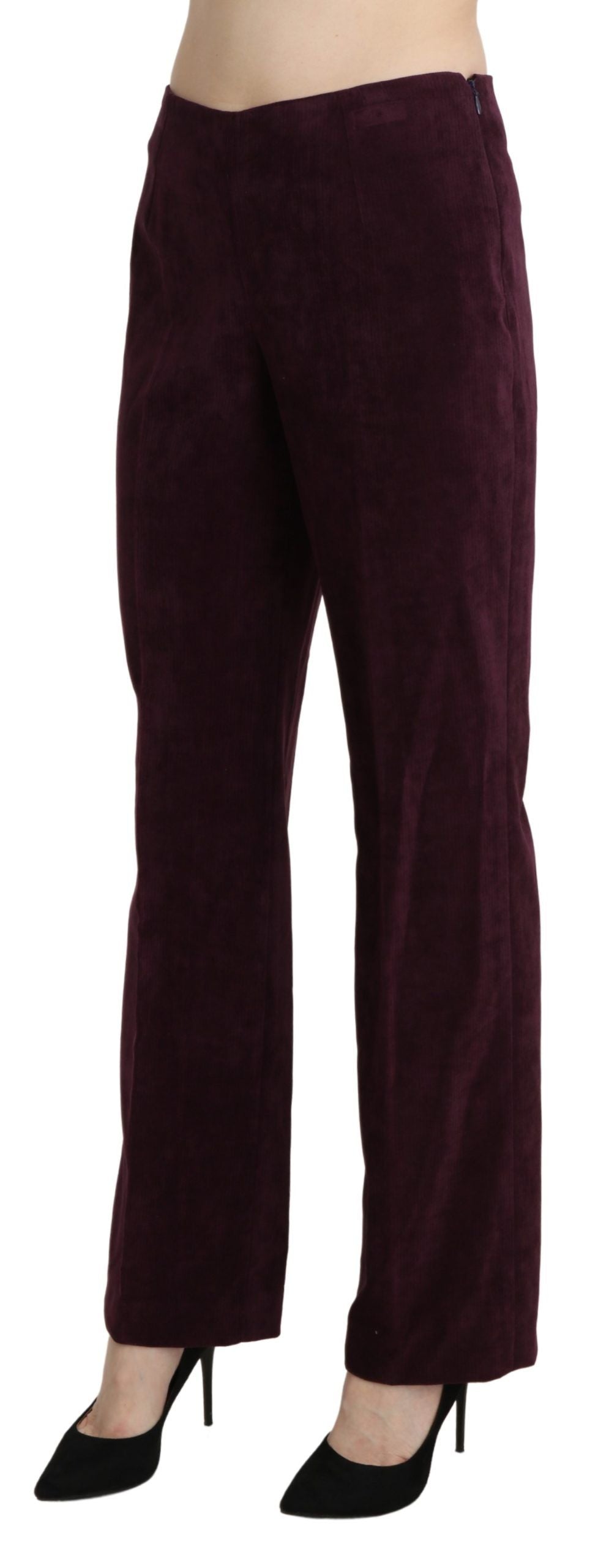 BENCIVENGA Purple Suede High Waist Straight Trouser Pants BENCIVENGA