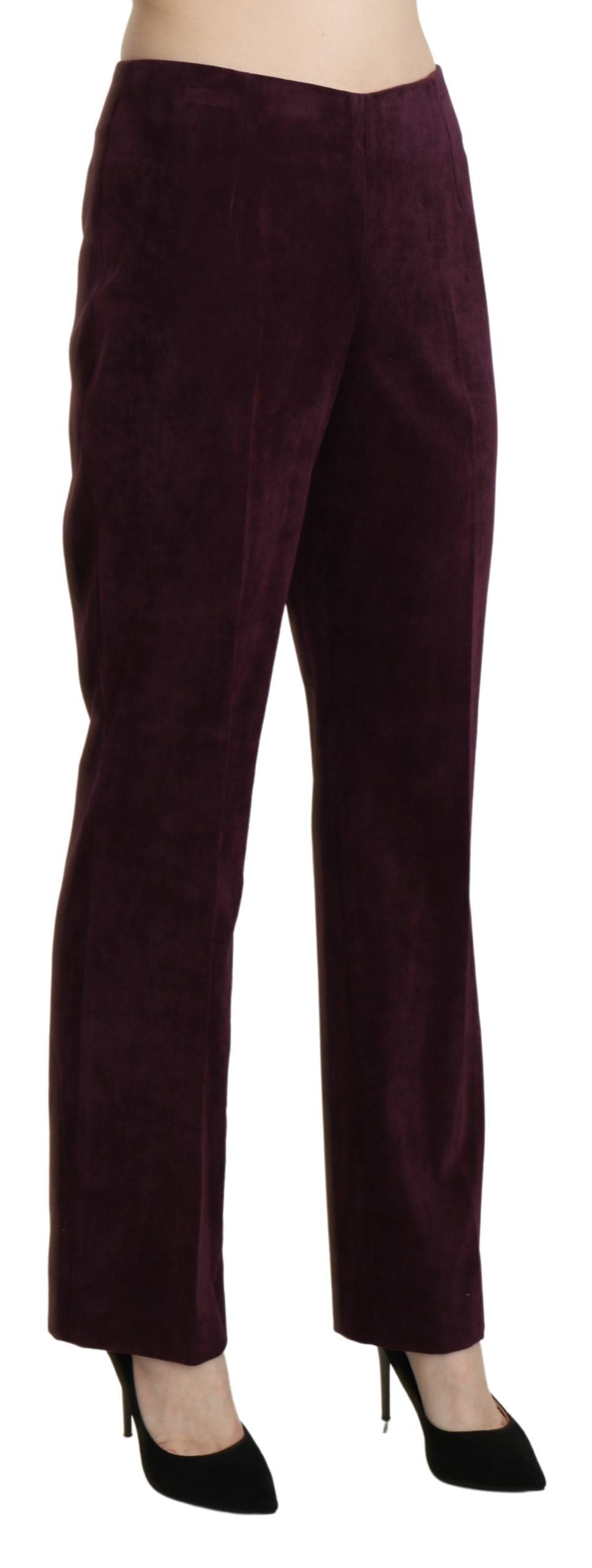 BENCIVENGA Purple Suede High Waist Straight Trouser Pants BENCIVENGA