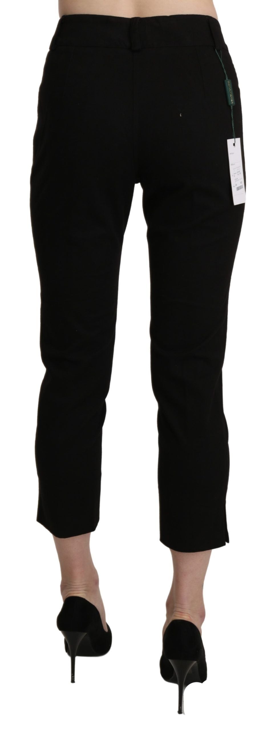 BENCIVENGA Black High Waist Skinny Cropped Dress Trouser Pants - Eljoys Fashion 