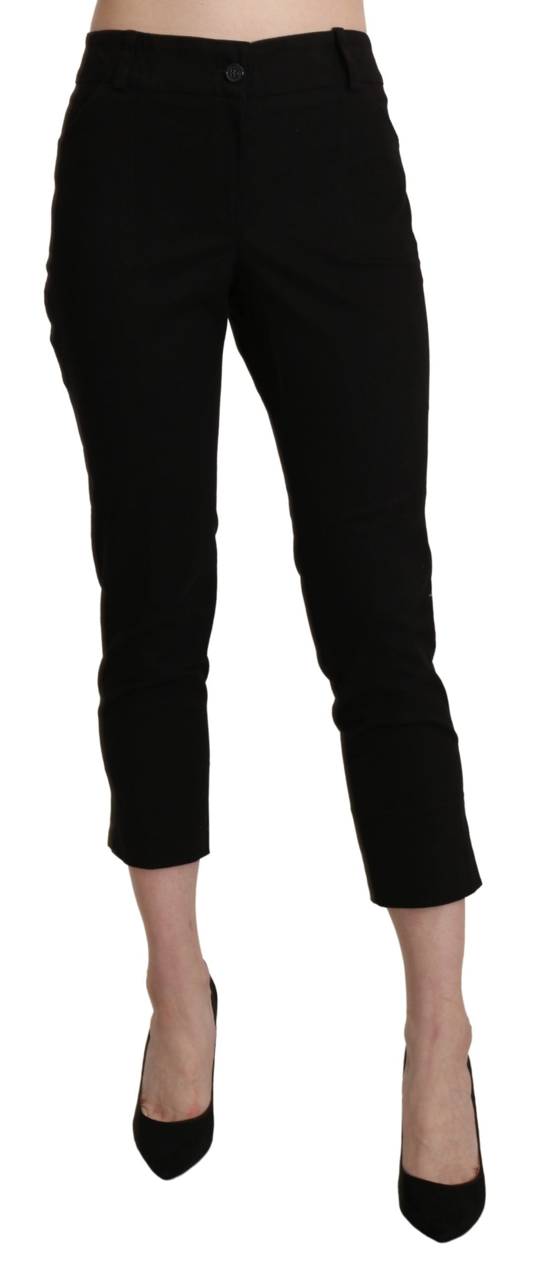 BENCIVENGA Black High Waist Skinny Cropped Dress Trouser Pants - Eljoys Fashion 