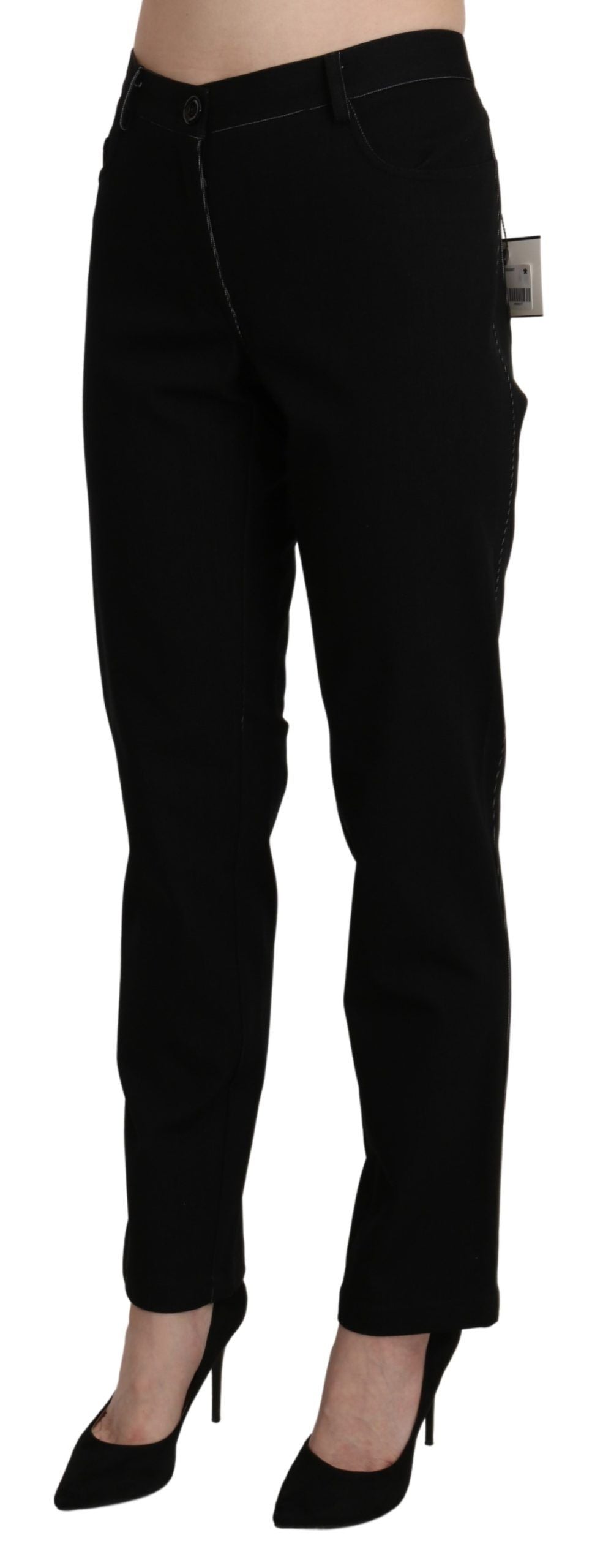 BENCIVENGA Black High Waist Straight Casual Trouser Pant BENCIVENGA