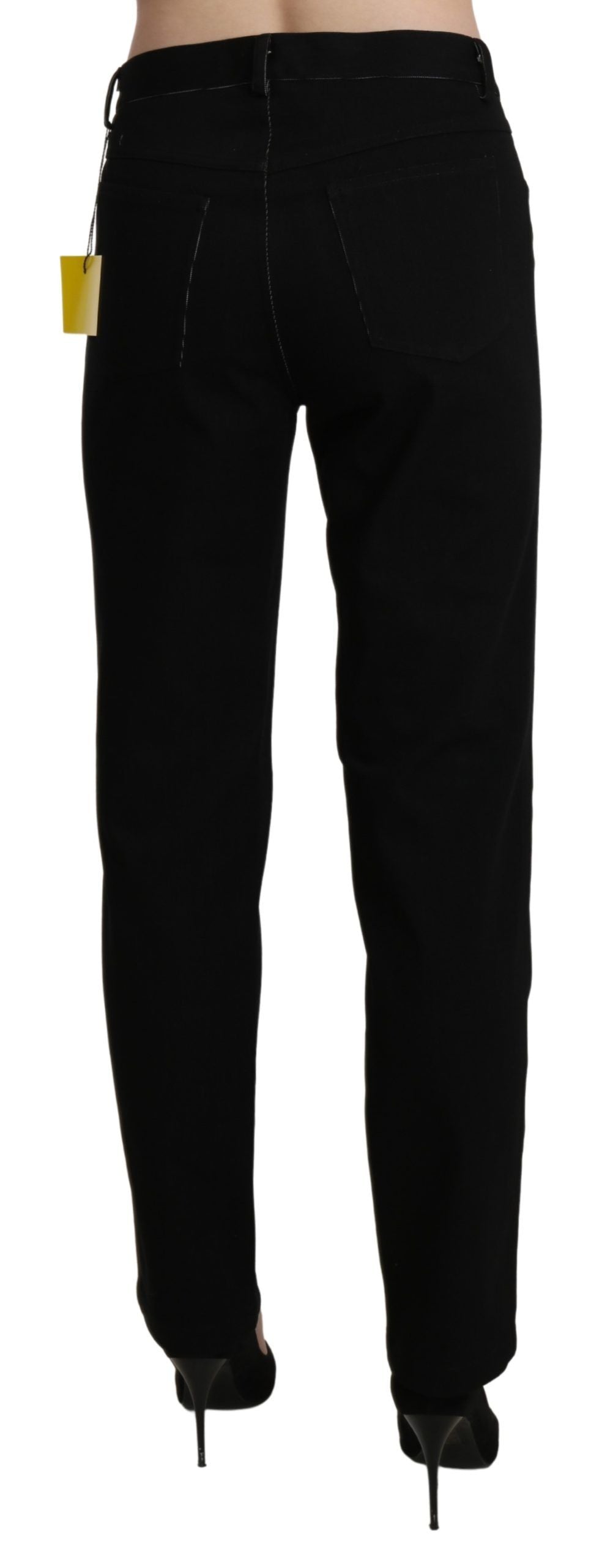 BENCIVENGA Black High Waist Straight Casual Trouser Pant BENCIVENGA