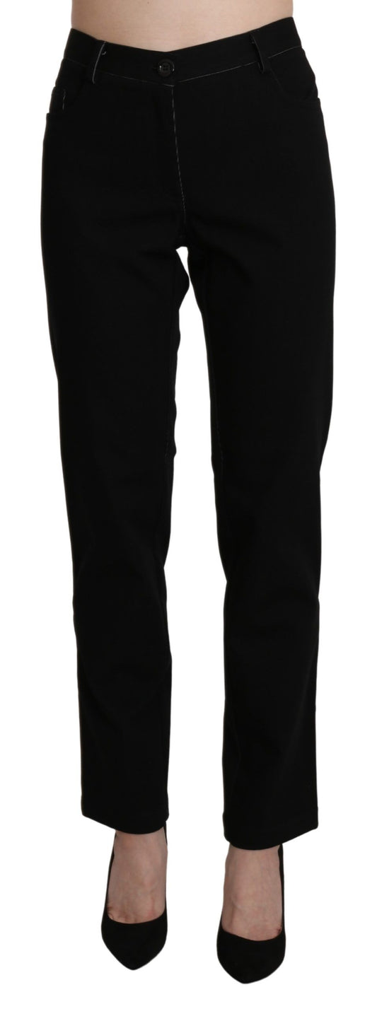 BENCIVENGA Black High Waist Straight Casual Trouser Pant BENCIVENGA