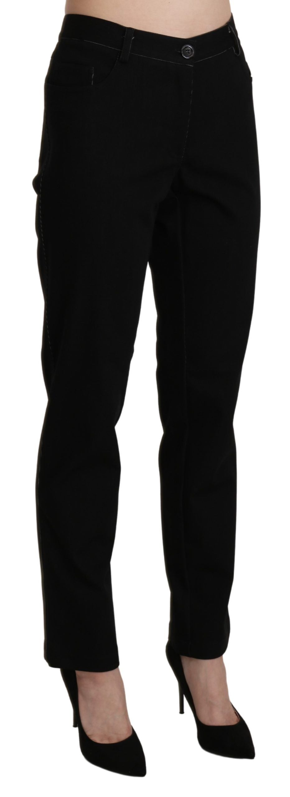 BENCIVENGA Black High Waist Straight Casual Trouser Pant BENCIVENGA