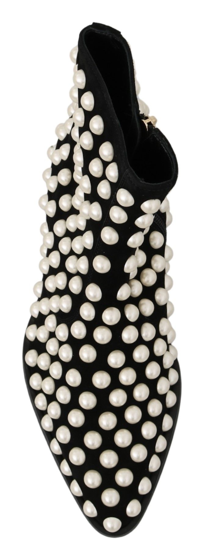 Dolce & Gabbana Black Suede Pearl Studs Boots Shoes Dolce & Gabbana