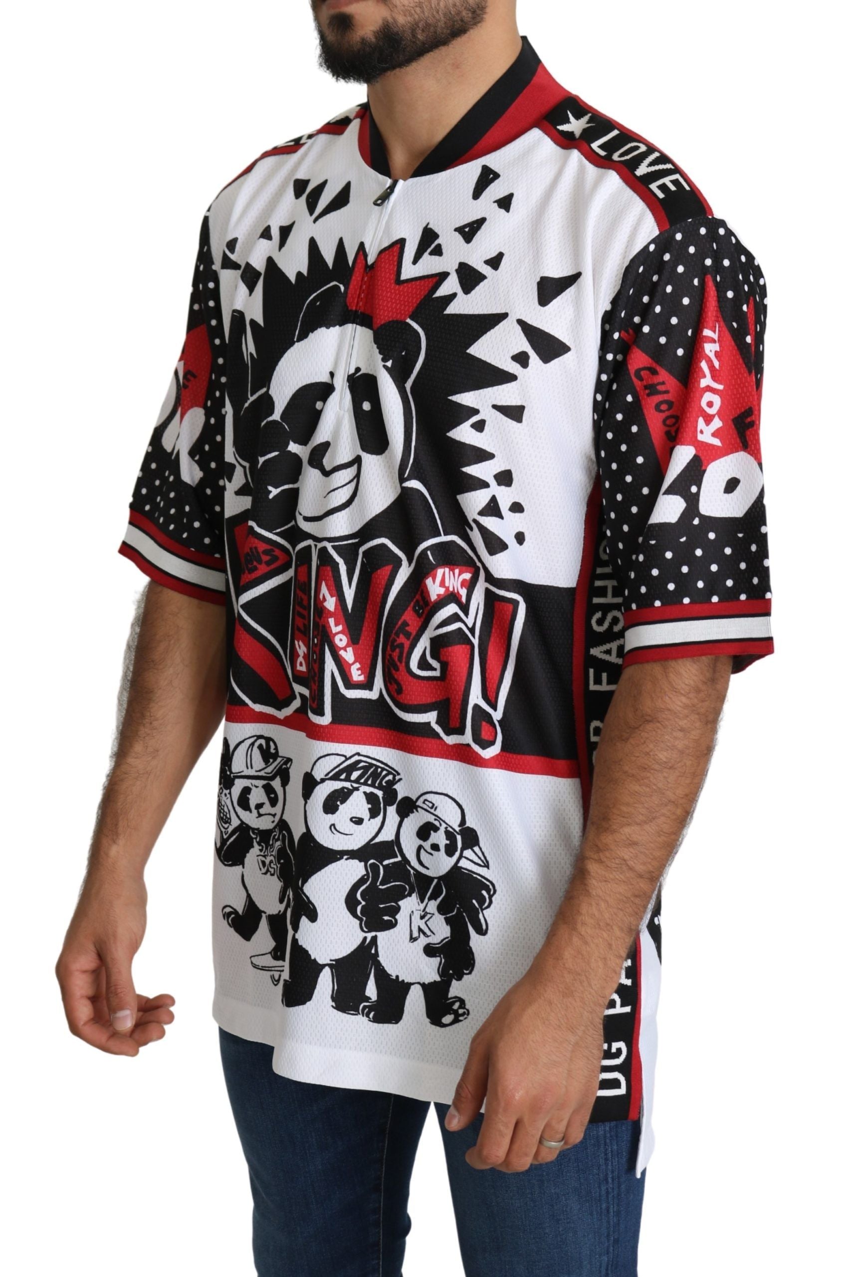 Dolce & Gabbana White King Panda Top Polyester Mens T-shirt Dolce & Gabbana