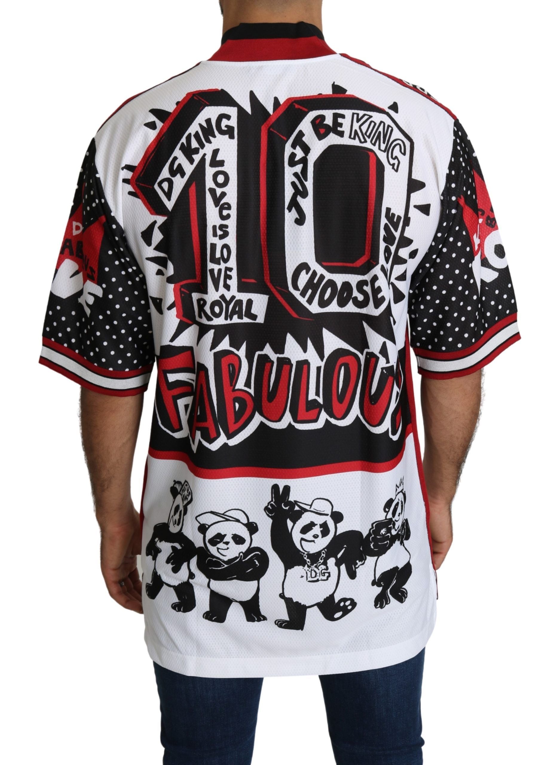 Dolce & Gabbana White King Panda Top Polyester Mens T-shirt Dolce & Gabbana