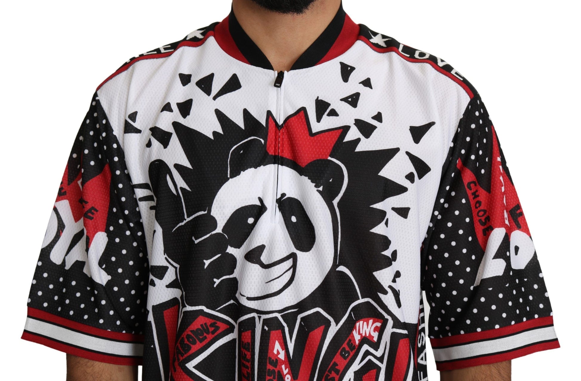 Dolce & Gabbana White King Panda Top Polyester Mens T-shirt Dolce & Gabbana